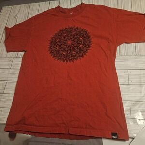 Vans Shirt Mens Large Red Black Mandala Graphic Skateboarding Tee T-Shirt Casual